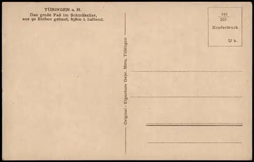 Ansichtskarte Tübingen Das große Faß im Schloßkeller, 1922