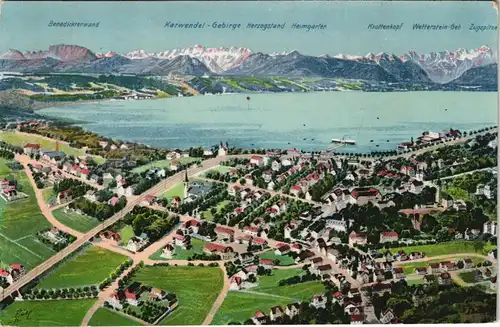 Ansichtskarte Starnberg Stadt, See - Künstlerkarte 1922  gel. MF