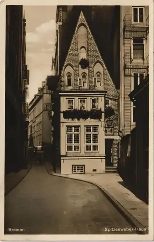 Ansichtskarte Bremen Spitzenweber-Haus und Straße 1937