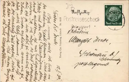 Ansichtskarte Bremen Spitzenweber-Haus und Straße 1937