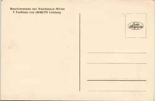 Ansichtskarte Walchsee Maschinenhalle des Walchensee-Werks 1932