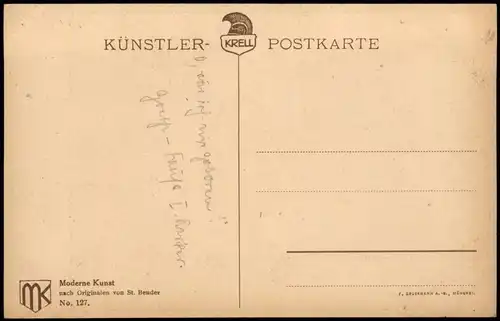 Künstlerkarte Künstler Maler Bender (Weinendes Kind, Mädchen Kaputte Puppe) 1920