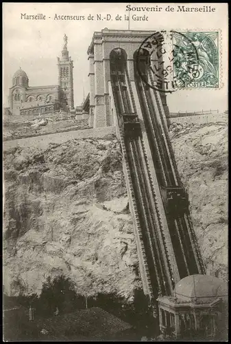 CPA Marseille Ascenseurs de N.-D. de la Garde (elektr. Aufzug) 1907