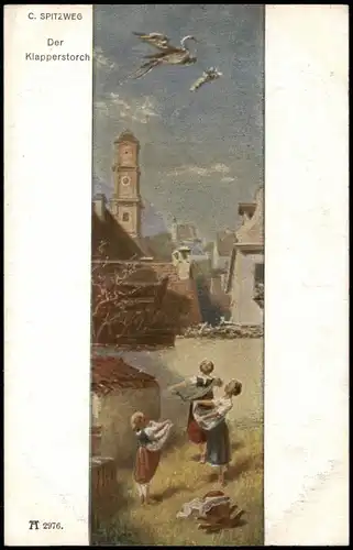 Ansichtskarte  C. SPITZWEG Der Klapperstorch, Künstlerkarte 1910