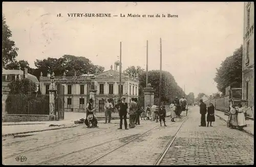 CPA Vitry-sur-Seine Ortsansicht, La Mairie et rue de la Barre 1910