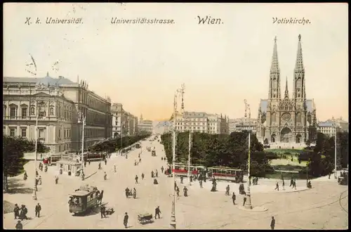 Ansichtskarte Wien Votivkirche, Universität, Universitätsstrasse 1907