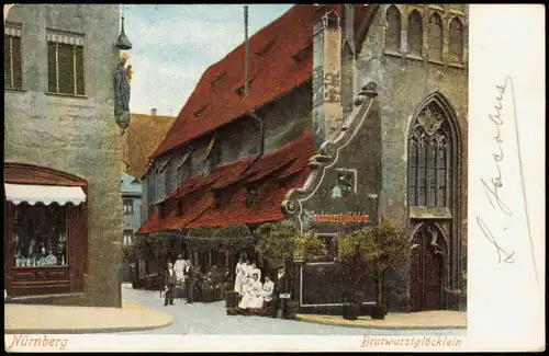 Nürnberg Gaststätte Bratwurstglöcklein 1906  Ludwigshafen (Ankunftsstempel)