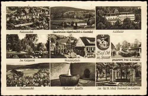 Bad Orb Mehrbild-AK Ortsansichten u.a. Kurviertel, Marktplatz uvm. 1955