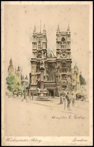 London Westminster Abbey (signierte Künstlerkarte; Art Postcard) 1920