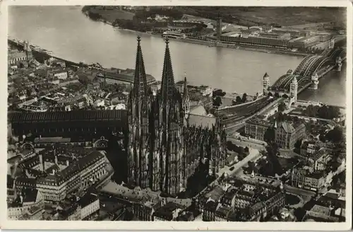Ansichtskarte Köln Luftbild Dom, Bahnhof und Messe 1932