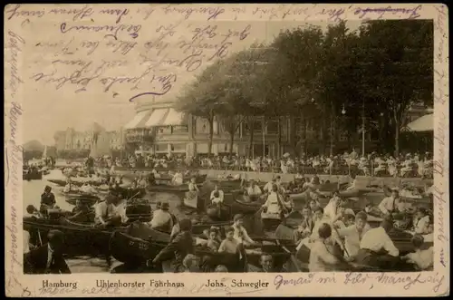 Ansichtskarte Uhlenhorst-Hamburg Uhlenhorster Fährhaus, Paddelboote 1921