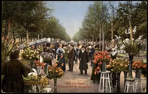 Bad Kissingen Frühkonzert im Kurgarten Blumenhändler feine Herrschaften 1917