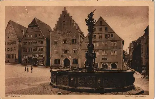 Ansichtskarte Rothenburg ob der Tauber Partie am Brunnen am Markt 1920