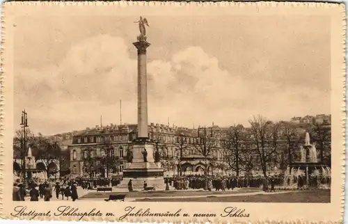 Ansichtskarte Stuttgart Schloßplatz  Jubiläumssäule Schloss 1915    Feldpost