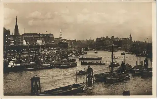 Ansichtskarte Hamburg Hafen, Stadtpartie - Dampfer 1932
