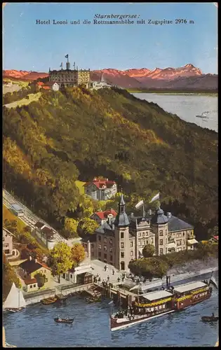 Ansichtskarte Starnberg Hotel Leoni Rottmannshöhe Zugspitze Dampfer 1913