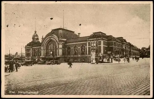Ansichtskarte Kiel Bahnhof Hauptbahnhof Bahnhofsvorplatz 1935