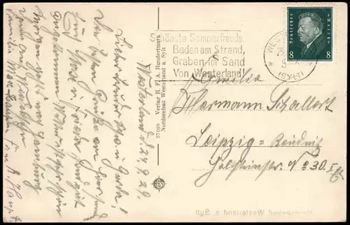 Ansichtskarte Westerland-Sylt Strand, Strandleben im Nordseebad 1929