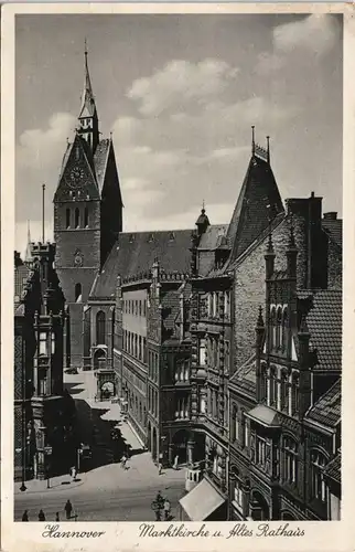 Ansichtskarte Hannover Marktkirche u. Altes Rathaus 1938