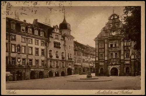 Ansichtskarte Gotha Marktplatz, Rathaus, Geschäfte 1931