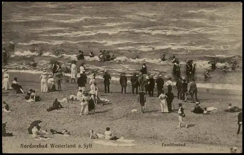 Ansichtskarte Westerland-Sylt Strand Familienbad Strandleben der Insel 1913