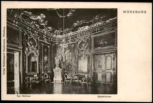 Ansichtskarte Würzburg Kgl. Schloss Spielzimmer 1900