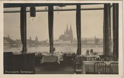 Köln Stadtansicht von den Rheinpark-Terrassen (Lokal Innenansicht) 1928