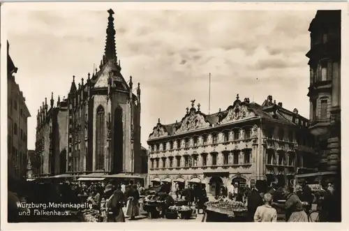 Ansichtskarte Würzburg Marienkapelle und Falkenhaus 1930