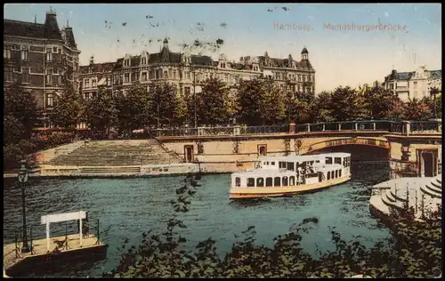 Ansichtskarte Hamburg Partie an der Mundsburgerbrücke 1927