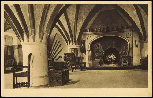 Lauenstein-Ludwigsstadt Burg Lauenstein Grenzwarte Rittersaal Kaminecke 1920