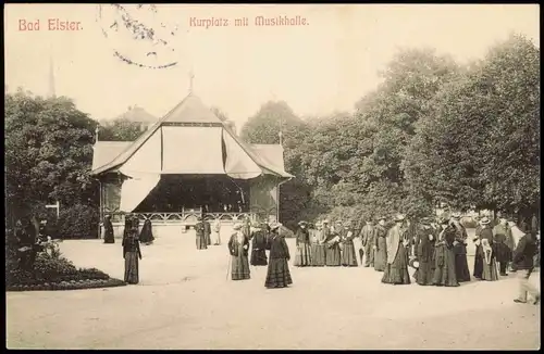 Ansichtskarte Bad Elster Kurplatz Musikhalle Parkanlagen/Kurpark 1938