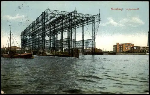 Ansichtskarte Hamburg Vulcanwerft 1914  gel. Stempel Altona