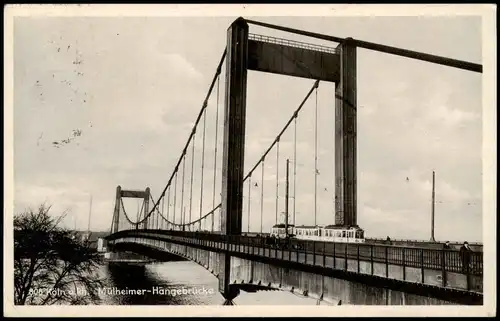 Ansichtskarte Köln Mülheimer Brücke, Straßenbahn 1935