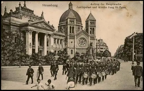 Straßburg Strasbourg Aufzug  Hauptwache 1917  Stempel Geprüft 4. Ersatzbatterie