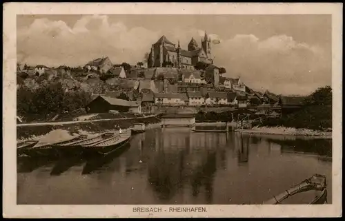 Ansichtskarte Breisach (Rhein) Rheinhafen 1916  gel. Feldpost 1. Batterie