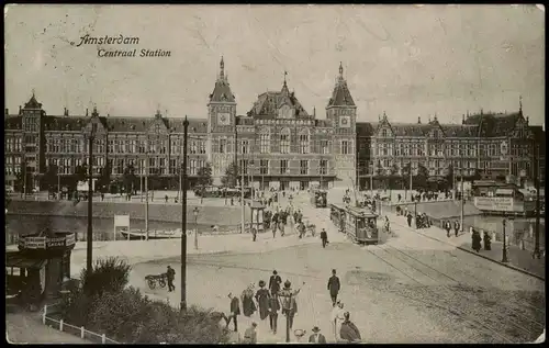 Amsterdam Amsterdam Bahnhof Centraal Station Straßenbahn Kiosk 1911