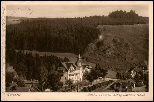 Ansichtskarte Hof (Saale) Hotel u Pension König David in Hölle 1937