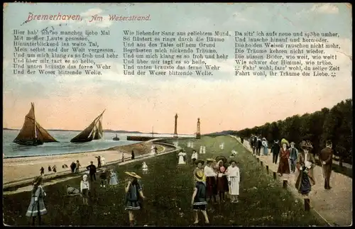 Ansichtskarte Bremerhaven Panorama-Ansicht Partie am Weserstrand 1911