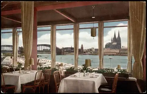 Köln Restaurant Rheinpark Köln-Deutz Blick vom Rheinrestaurant auf Köln 1931