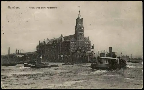 Ansichtskarte Hamburg Hafen Hafenpartie beim Kaiserhöft 1911