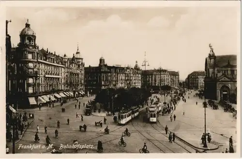 Frankfurt am Main Bahnhofsplatz Vorplatz mit Tram Haltestelle 1920