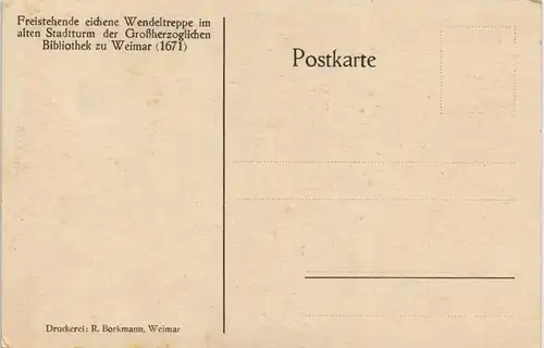 Weimar Freistehende Wendeltreppe   Großherz.  Bibliothek Künstlerkarte 1920