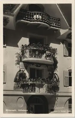 Ansichtskarte Mittenwald Außenansicht Göthehaus 1930