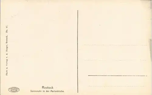 Ansichtskarte Rostock Sonnenuhr in der Marienkirche. 1910