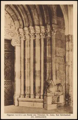 Bad Reichenhall Figuren rechts am Portal des Münsters St. Zeno 1927