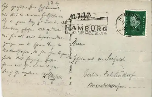 Ansichtskarte Neustadt-Hamburg Alt-Hamburg Hohlerweg mit Michaeliskirche 1929