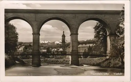Ansichtskarte Traunstein Stadtteilansicht Partie am Viadukt 1930