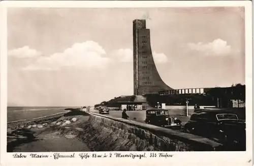 Ansichtskarte Laboe Marinedenkmal Autos auf der Uferstraße 1940