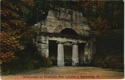 Waldenburg (Sachsen) Hirschtränke im Fürstlichen Park Grünfeld, Sa. 1927