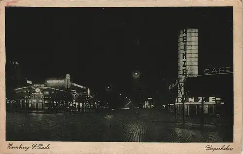 Ansichtskarte St. Pauli-Hamburg Reeperbahn am Abend, bei Nacht 1930